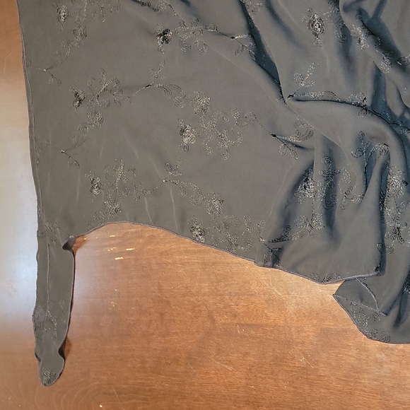 Black Rose Embroidered Swim Cover-up Sarong OS Westbound beach - Picture 4 of 5